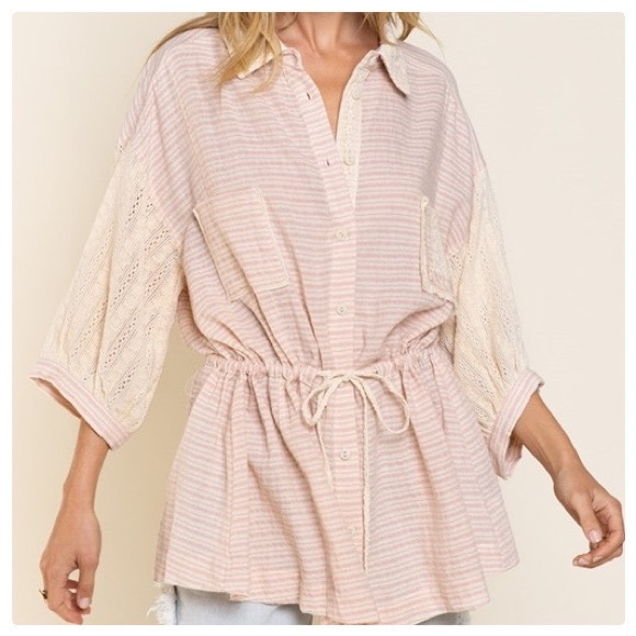 POL All Year Oversized Woven Tunic Top - Picture 4 of 14